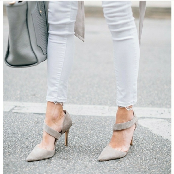 Vince Camuto Shoes - Vince Camuto Taupe Suede Carlotte Pointy Toe Pump